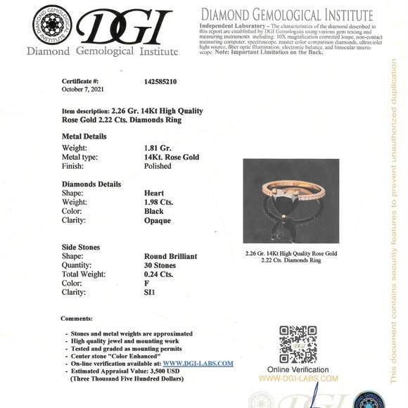 Black Heart Diamond Hidden Halo Engagement Ring 14K Rose Gold 2.22 TCW - Picture 4 of 10